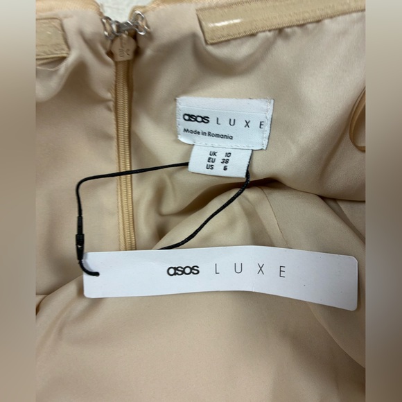 ASOS Off-Shoulder Gold Mini Dress US Size 6 - Picture 7 of 13